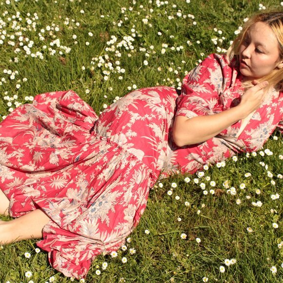 Red block print summer dress - Picture 2 of 5